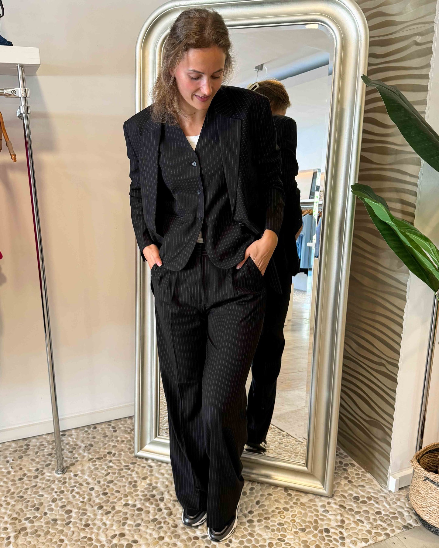 Catwalk Junkie Broek met Krijtstreep Zwart